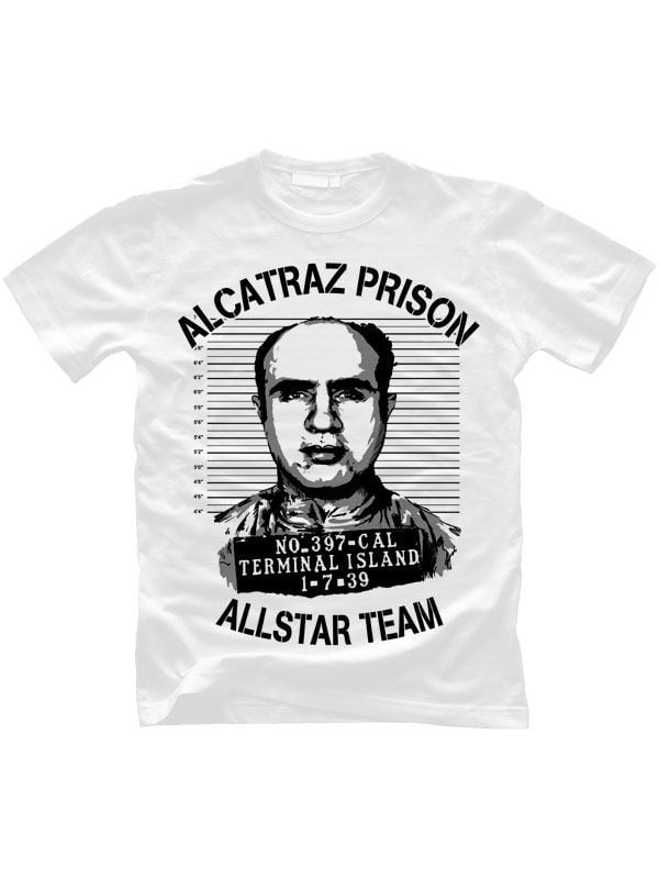 T-shirt Alcatraz Prison Wear Allstar Team pour homme blanc et noir