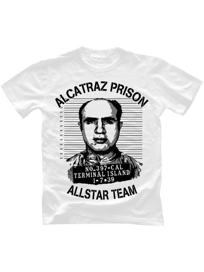 T-shirt Alcatraz Prison Wear Allstar Team pour homme blanc et noir