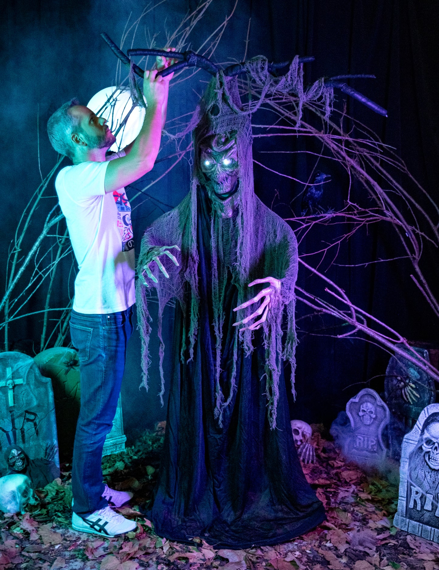 Призрачно дърво съчленена светлина и звук на 2 м Хелоуин