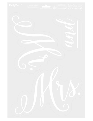 Бели стикери за кола „Г-н и Г-жа“, комплект от 3