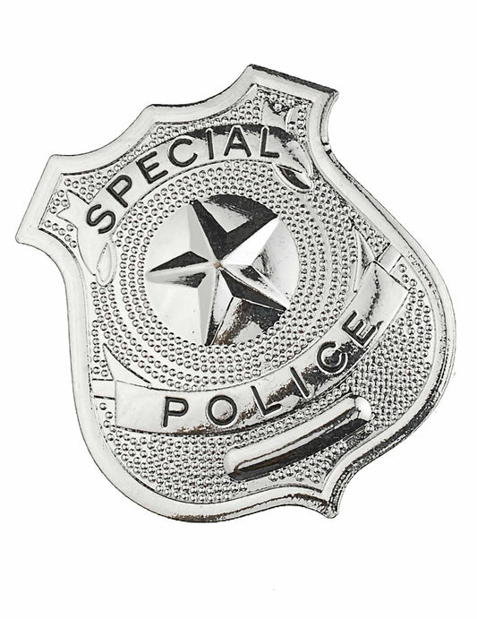 Badge de policier pour adulte argenté en métal