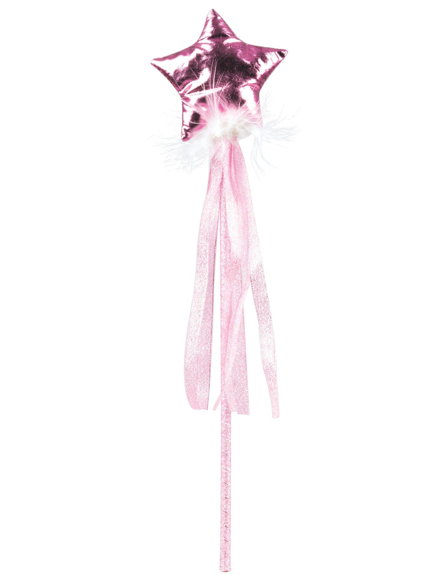 Baguette de fée pour fille rose pastel avec rubans et étoile brillante