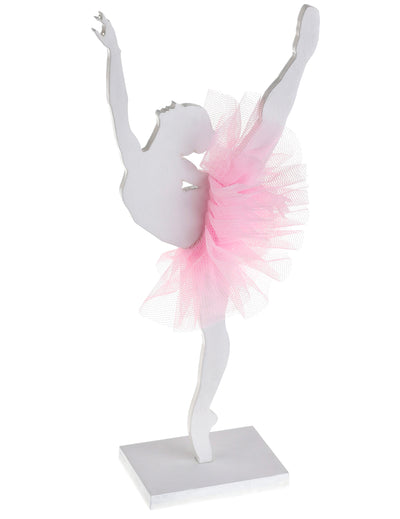 Ballerine en bois pour décoration blanche avec tutu rose