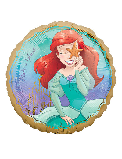 Ballon aluminium Ariel la Petite Sirène pour enfant multicolore et or