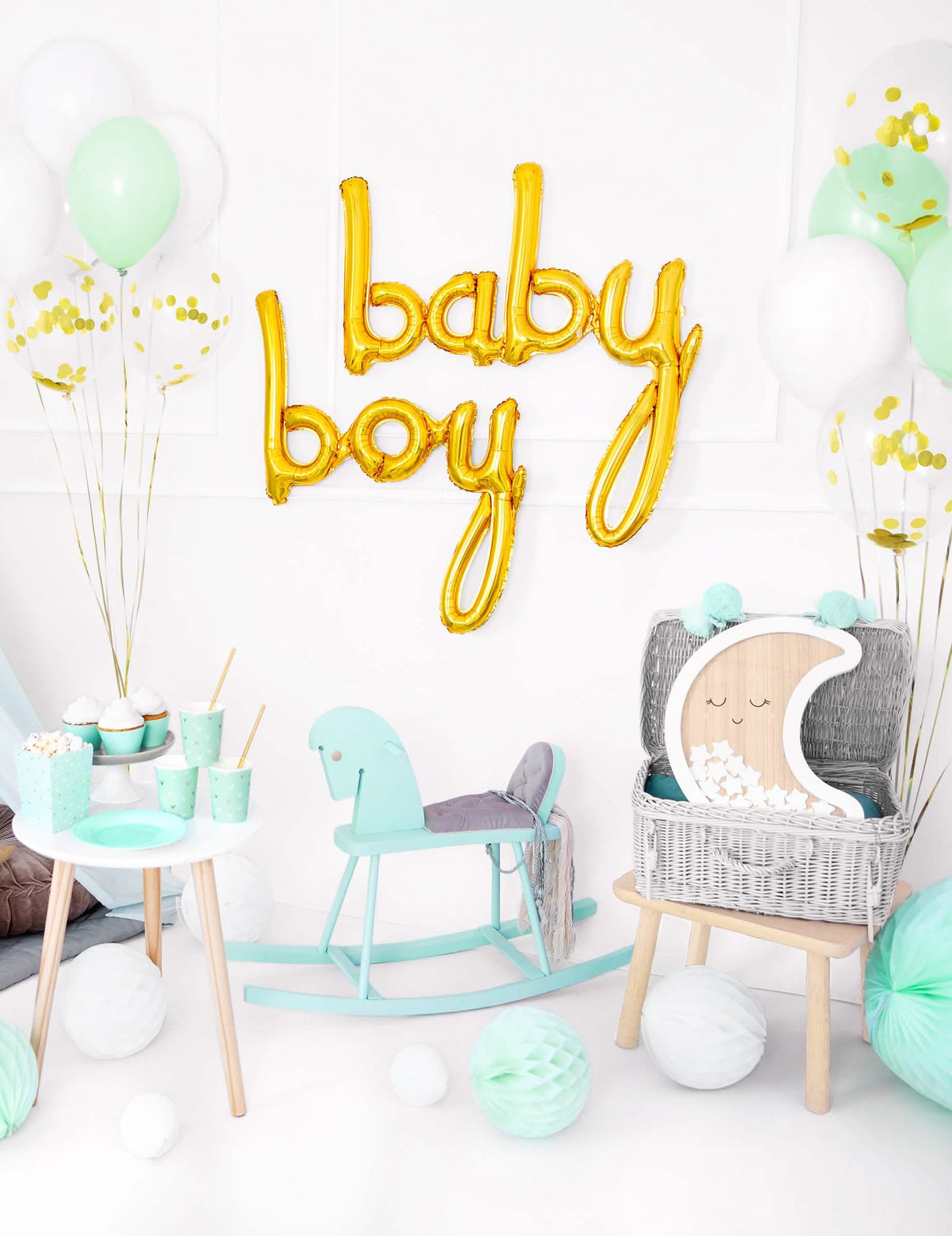 Алуминиев балон baby boy за baby shower златен