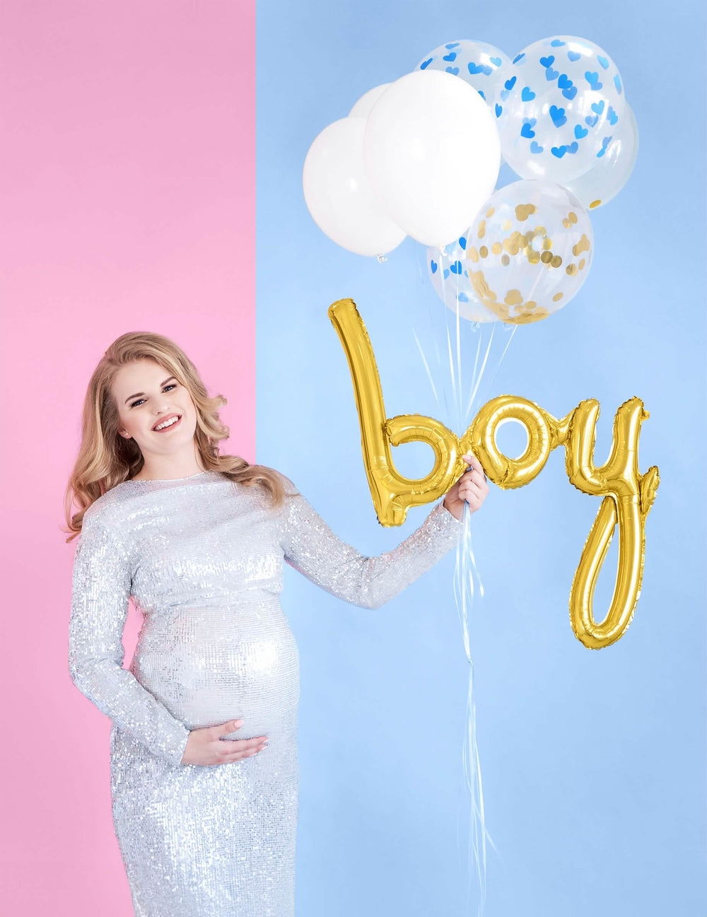 Ситуационно представяне на златен алуминиев балон boy