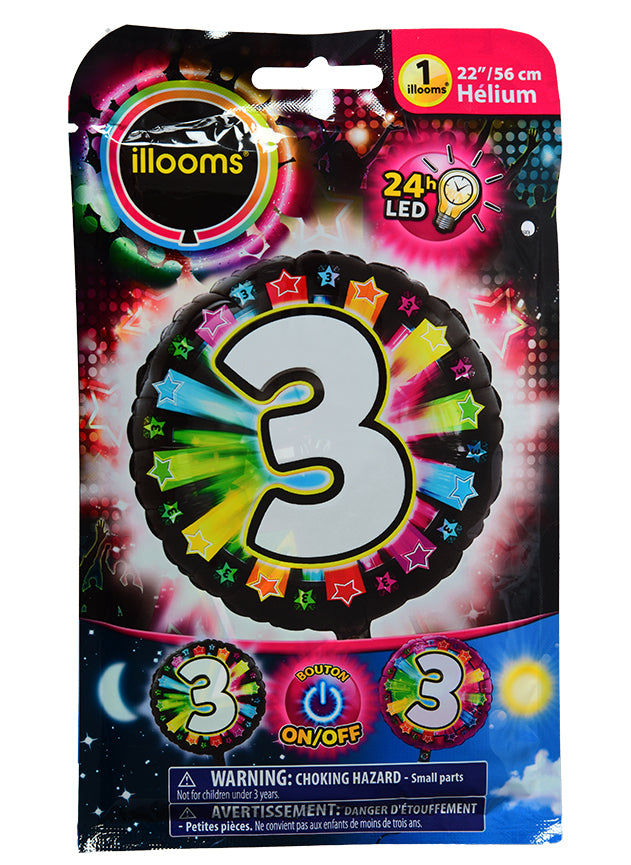 Алуминиев балон 3 Мултиколен LED Illooms 50 cm