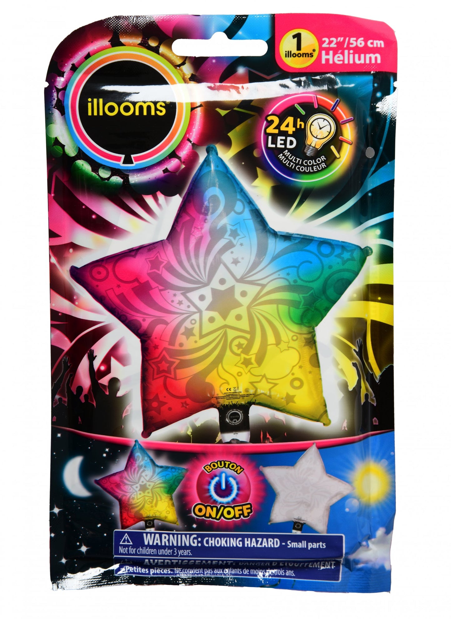 Алуминиев балон многоцветна звезда LED Illooms 50 cm