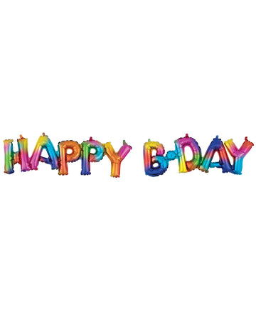Многоцветен алуминиев балон "Честит рожден ден" 76 x 25 cm надуваем с въздух