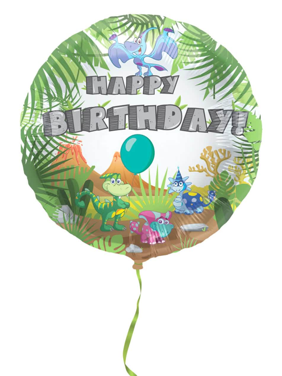 Балон от алуминиево фолио happy birthday динозавър за дете многоцветно тропически декор