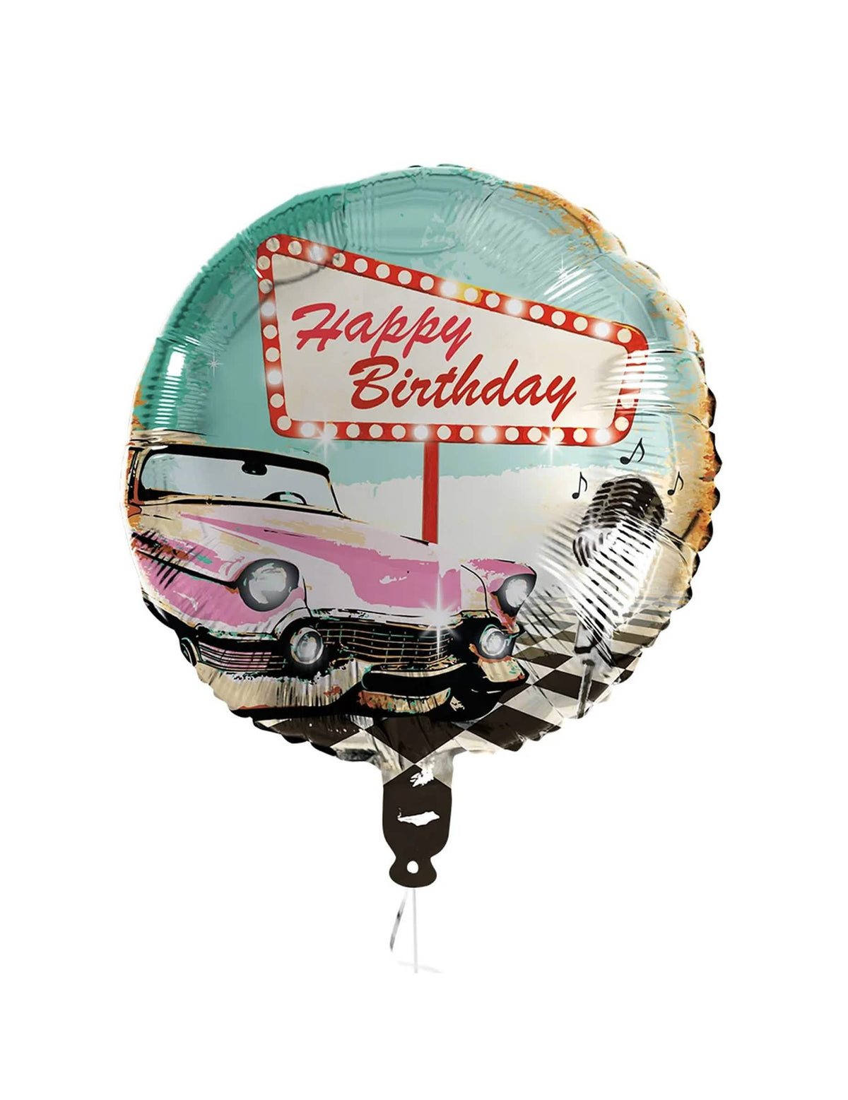 Алуминиев балон Happy Birthday Rock'n'roll за рожден ден син с винтидж кола и микрофон