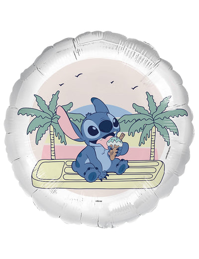 Алуминиев балон Ice cream Stitch бял с тропически мотив и сладолед