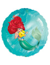 Ballon aluminium La petite sirène pour enfant bleu turquoise avec Ariel et Polochon