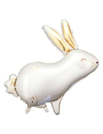 Балон от алуминиево фолио бял и златен заек 70 x 72 cm 
