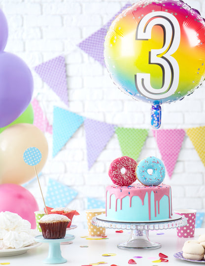 Многоцветен фолиен балон с числото 45 cm надуваем хелиев рожден ден