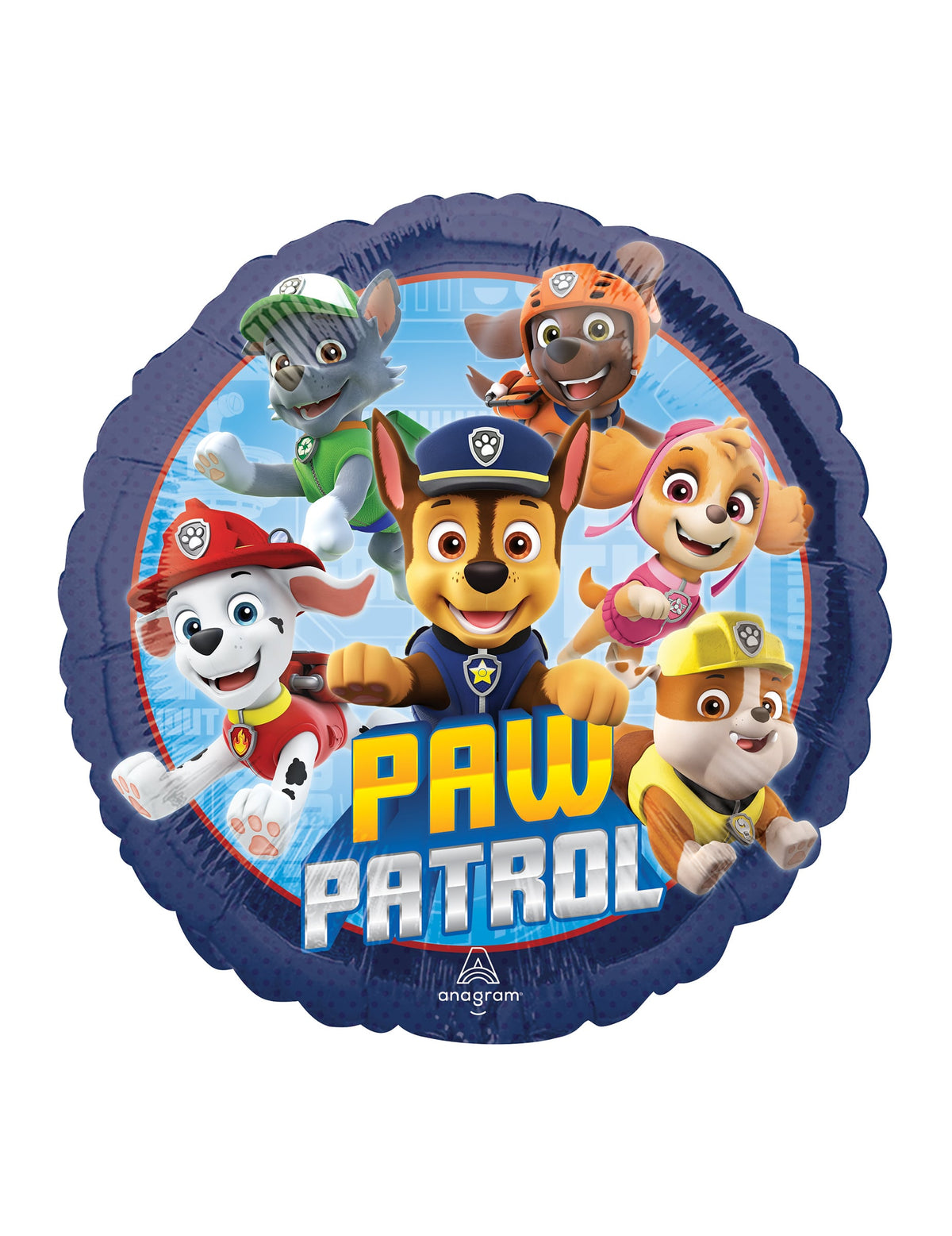 Ballon aluminium Pat patrouille pour enfant bleu avec personnages