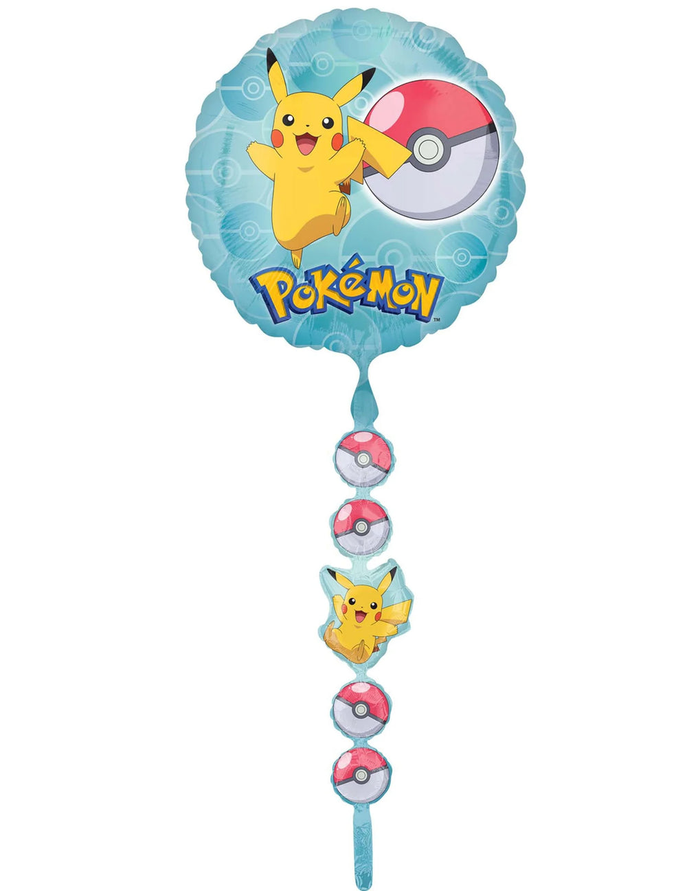 Ballon Aluminium Airwalker Pokémon pour enfant bleu avec Pikachu et Poké Balls