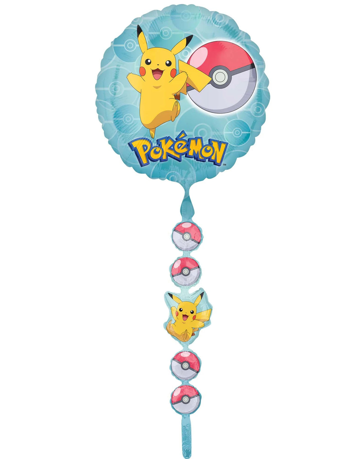 Ballon Aluminium Airwalker Pokémon pour enfant bleu avec Pikachu et Poké Balls