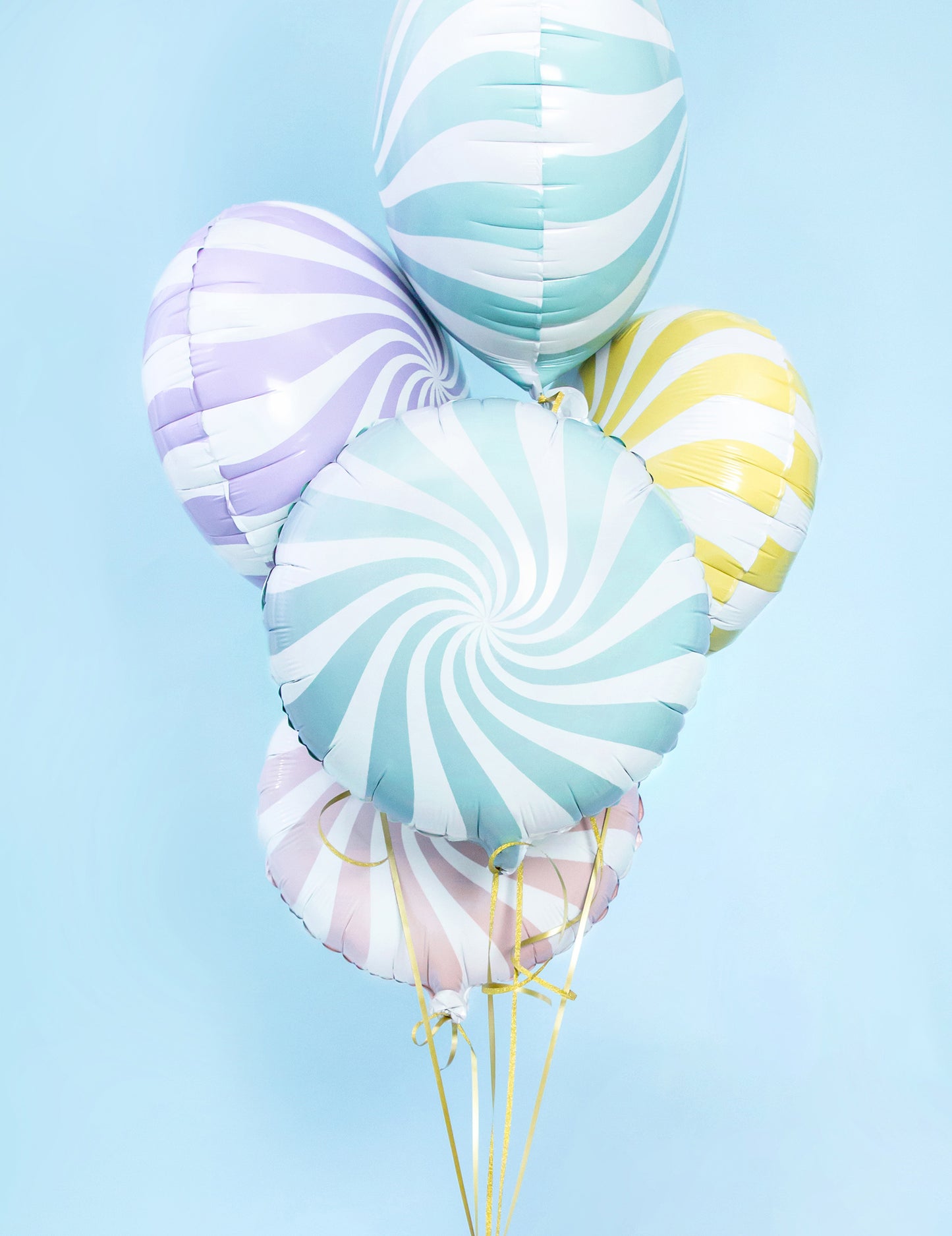 Ballon aluminium sucette pour décoration de fête turquoise et blanc