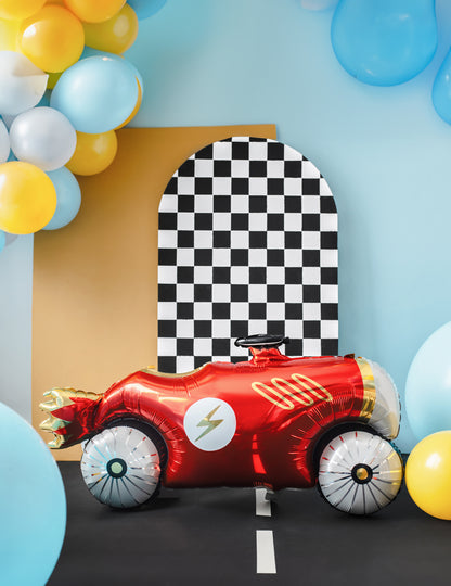 Червена състезателна кола алуминиева топка 111 x 63 cm