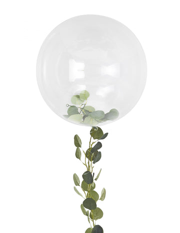 Прозрачен балон с гирлянд от листа 90 cm сватба сред природата