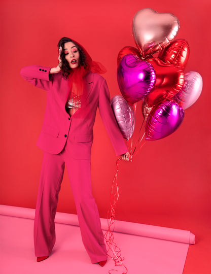 Ballon coeur pour fête rose brillant
