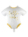 Ballon en aluminium body hello baby pour bébé blanc et doré