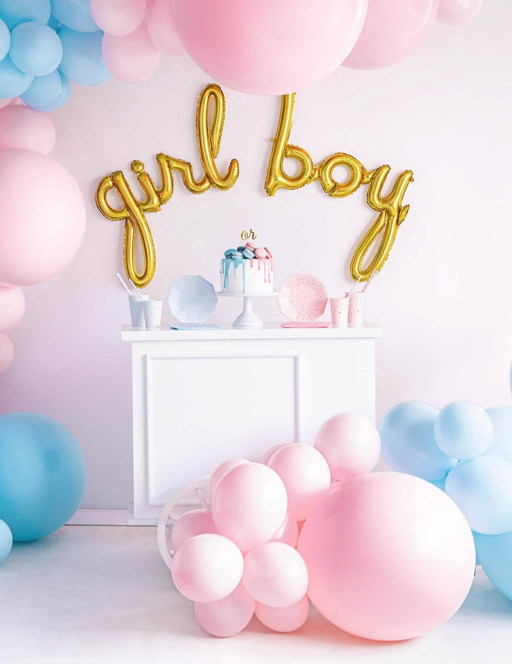 Декорация за baby shower с гигантски латексов балон за декорация на парти в бледорозов цвят