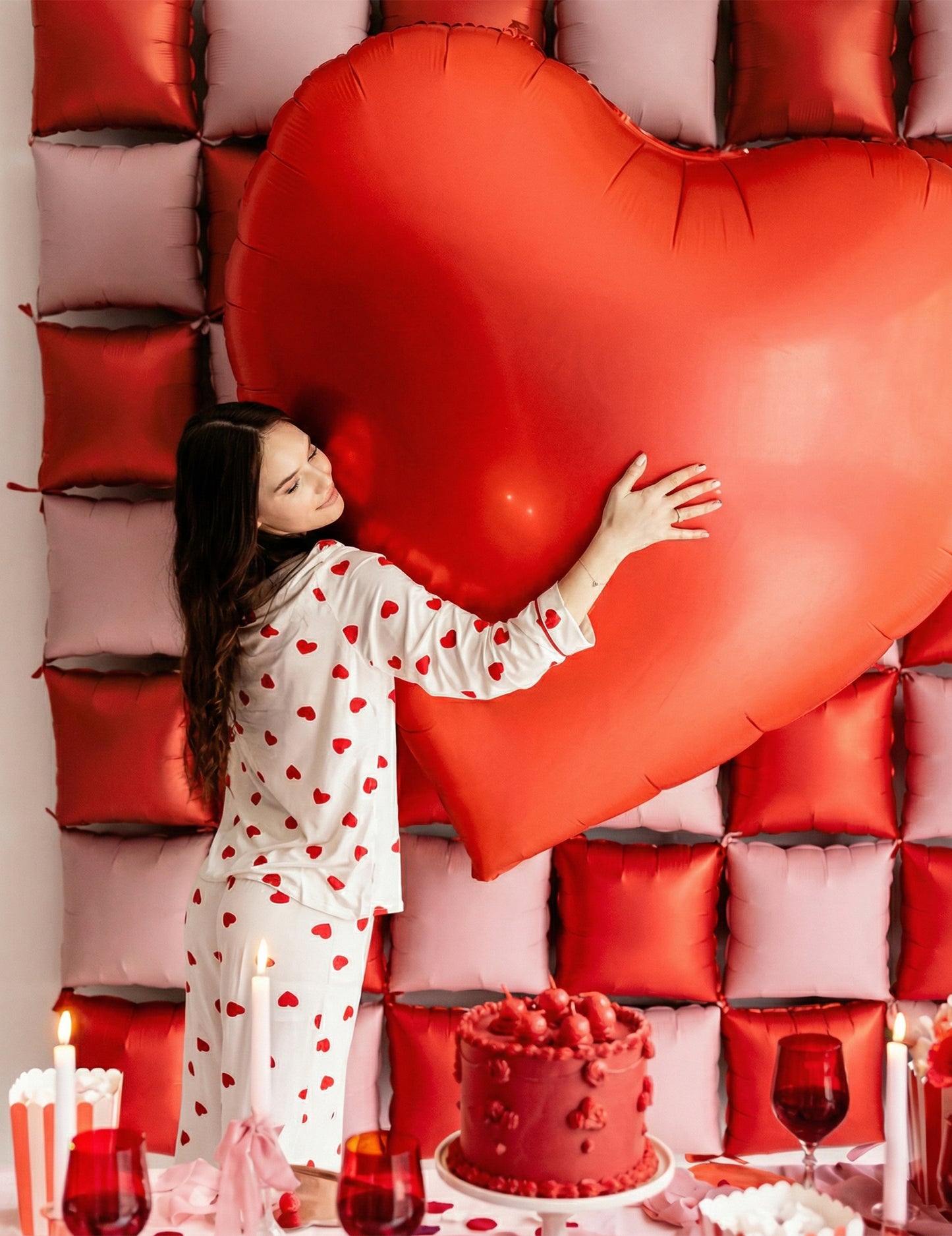 Гигантска червена алуминиева топка във формата на сърце XXL 1.36 x 1.29 м