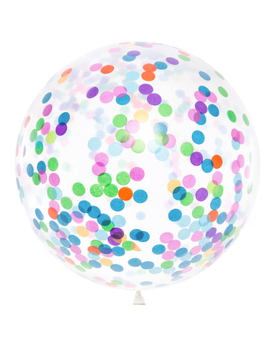 Ballon géant à confettis multicolores transparent