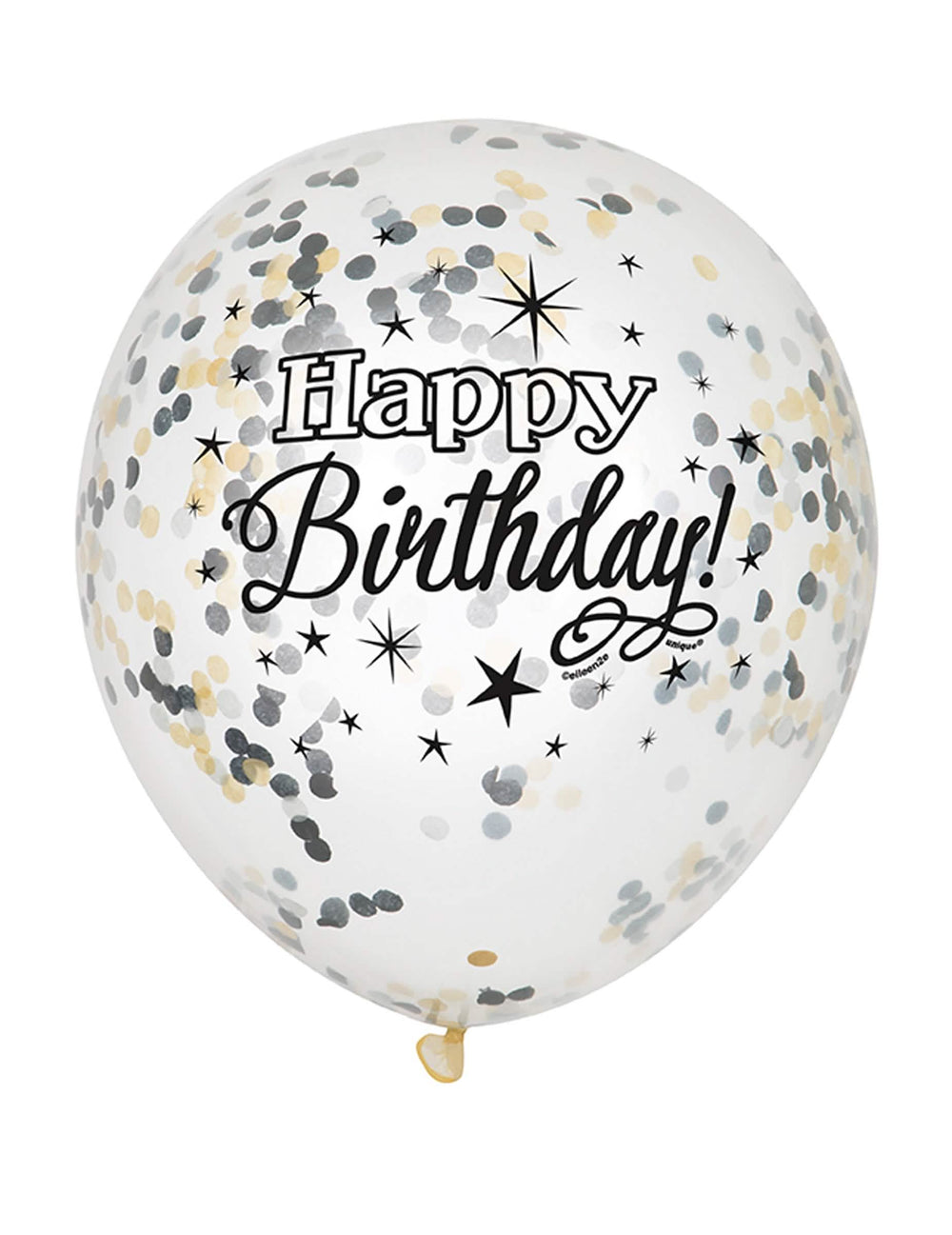 Латексов балон Happy Birthday сребро и злато с конфети