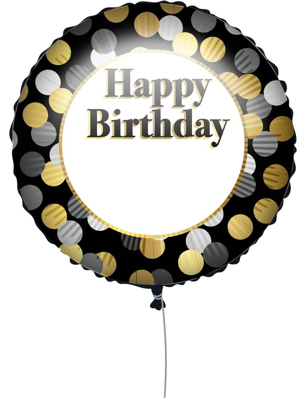 Изглед отпред на персонализиращ се балон Happy Birthday