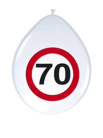 Балони 70-ти Рожден Ден Декорация 8 броя червено-бяло-черно 30 см 