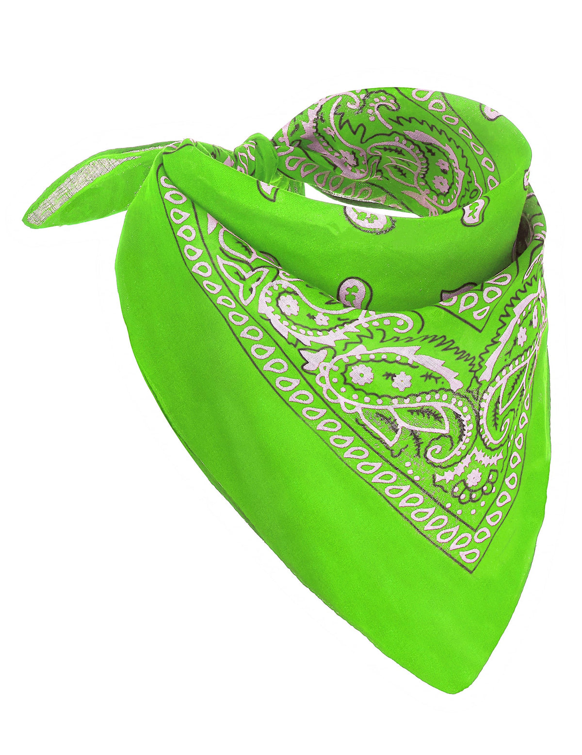 Bandana pour adulte vert fluo avec motifs paisley
