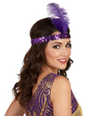 Bandeau charleston à sequins et plume violette femme