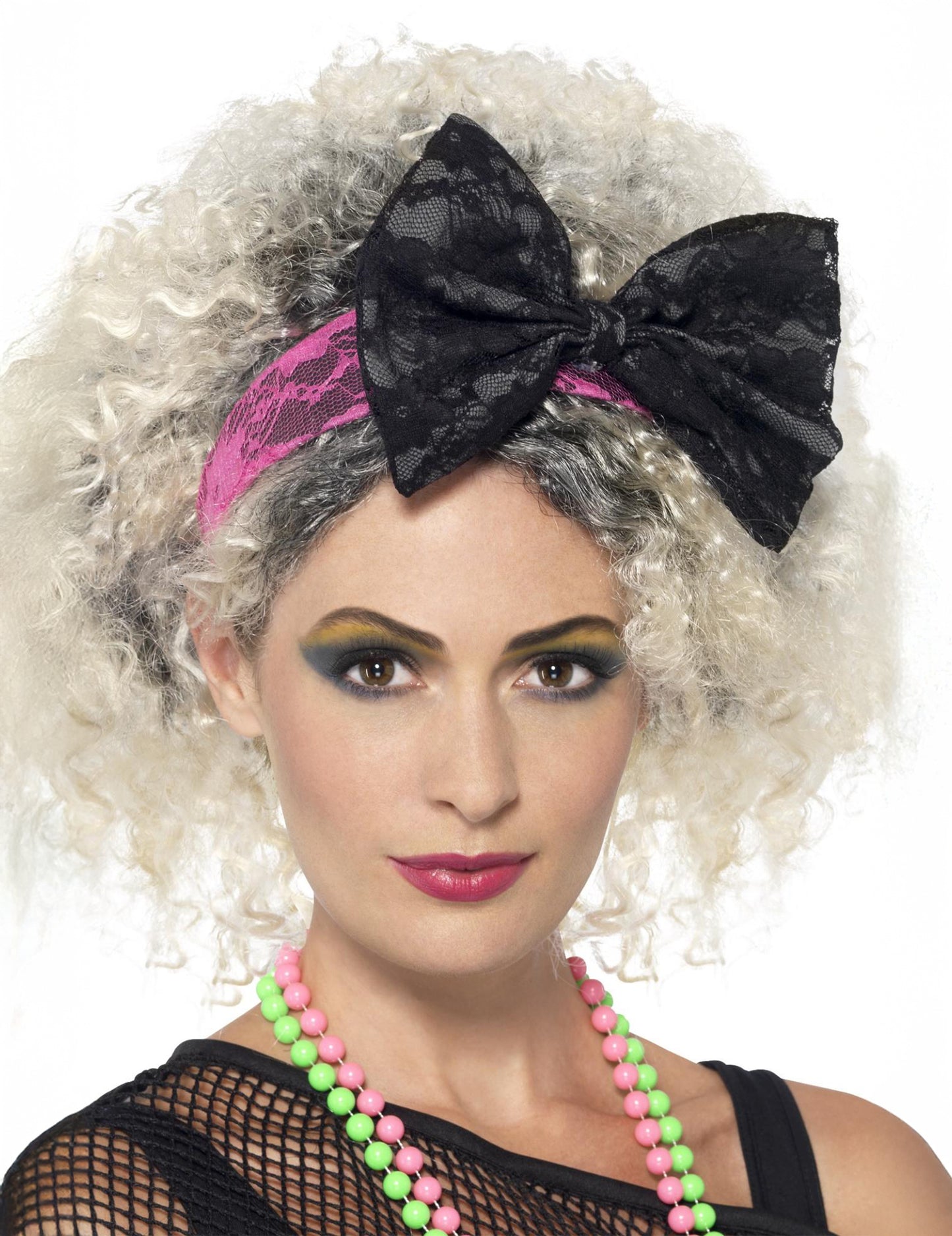 Bandeau dentelle avec gros nœud pour femme rose et noir