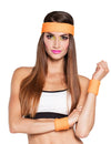 Bandeau et poignets 80's pour adulte orange