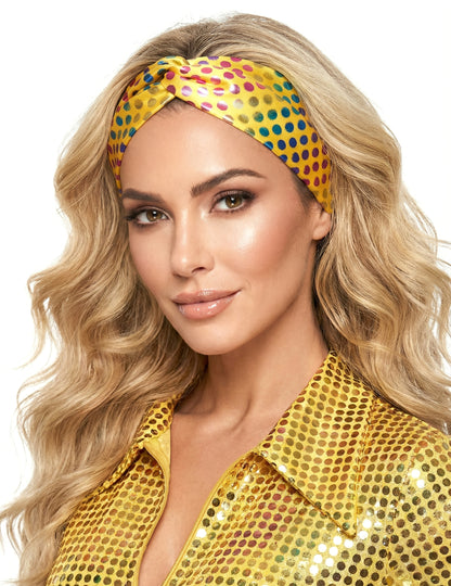 Луксозна жълта диско лента за глава за жени