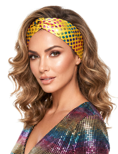 Луксозна жълта диско лента за глава за жени