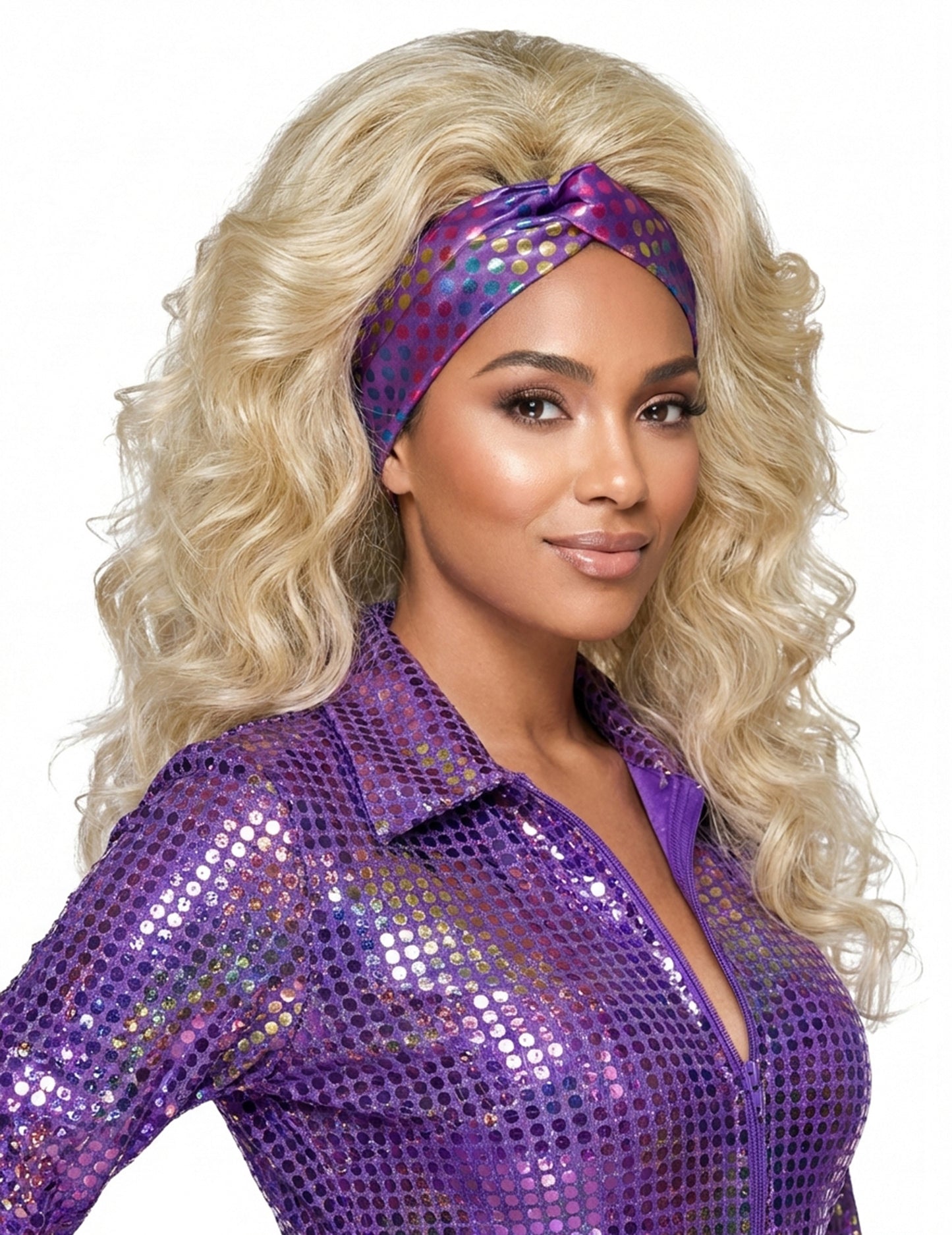 Висококачествена лилава диско лента за глава за жени