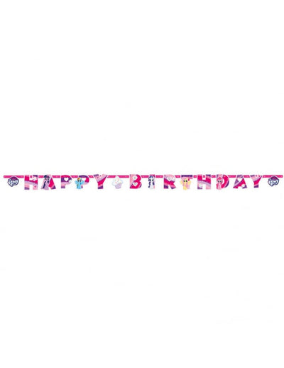 Guirlande Happy Birthday My Little Pony pour enfant rose et violette