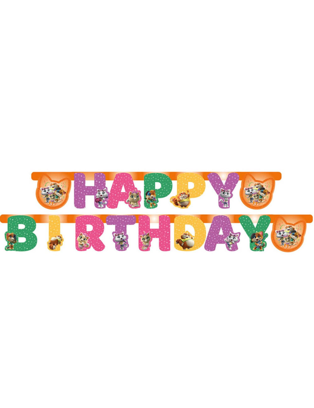 Банер с картонени букви 44 котки за дете многоцветно Happy Birthday