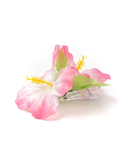 Barrette fleur rose Hawaï