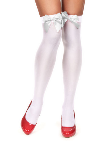 Bas avec noeud pour femme blancs
