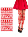 Collants résille à motifs Noël pour adulte rouges