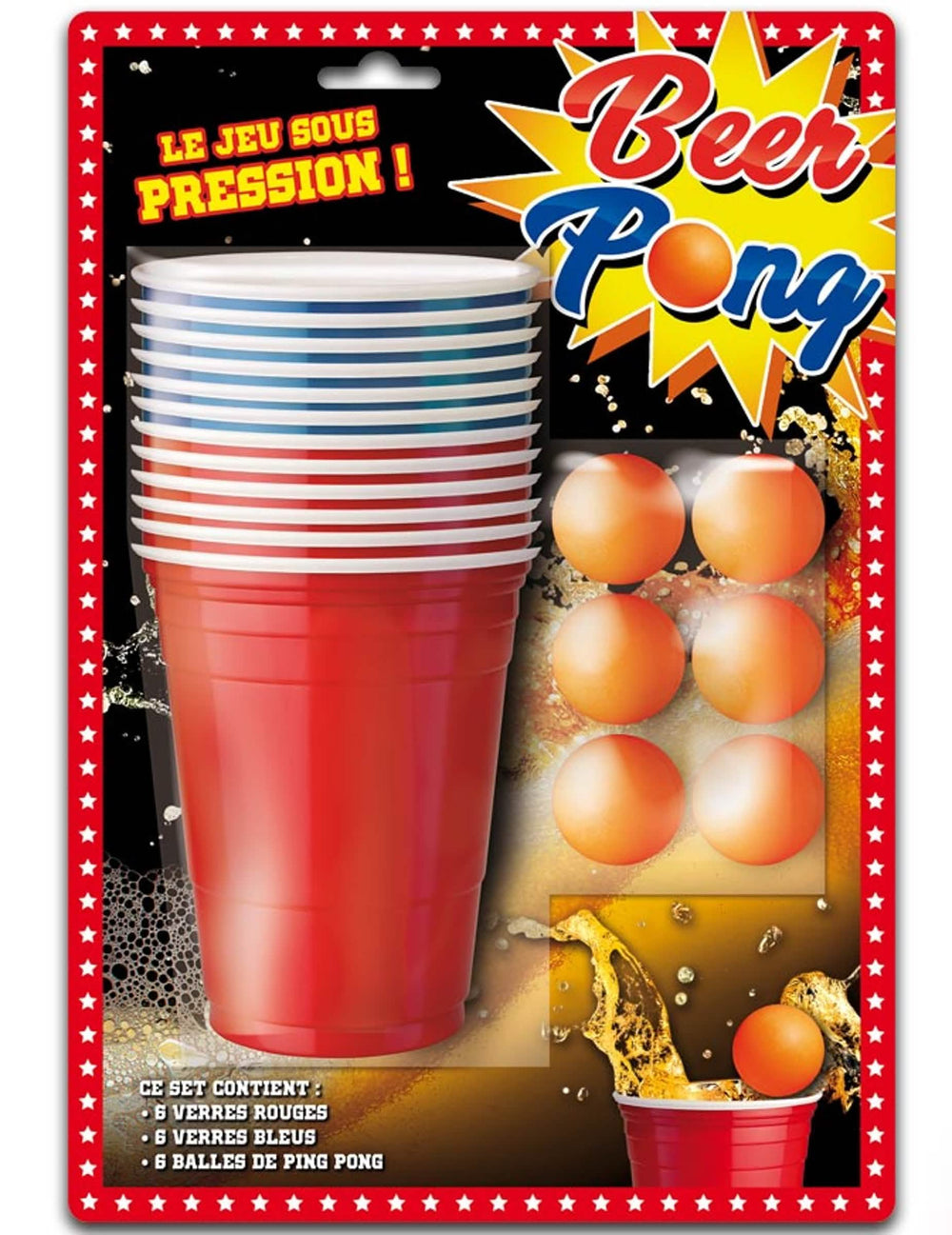 Комплект за beer pong за възрастен червен и син с оранжеви топки