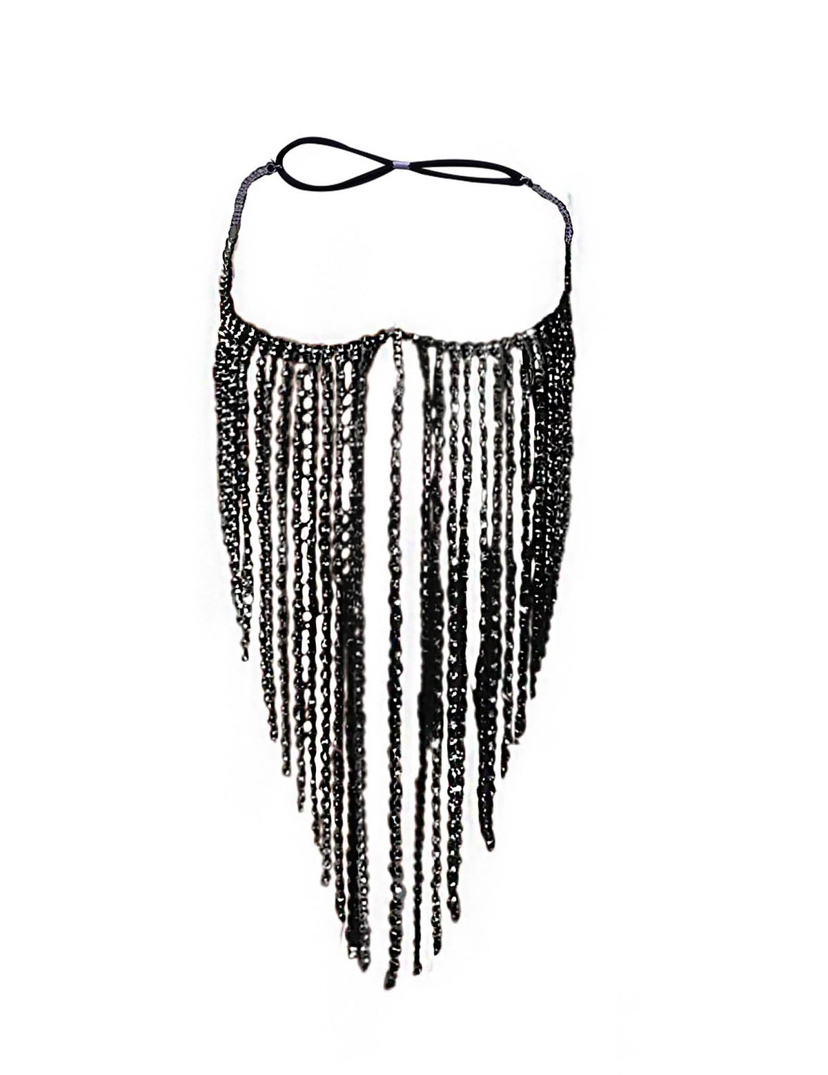 Vue à plat du bijoux de visage à franges pour adulte