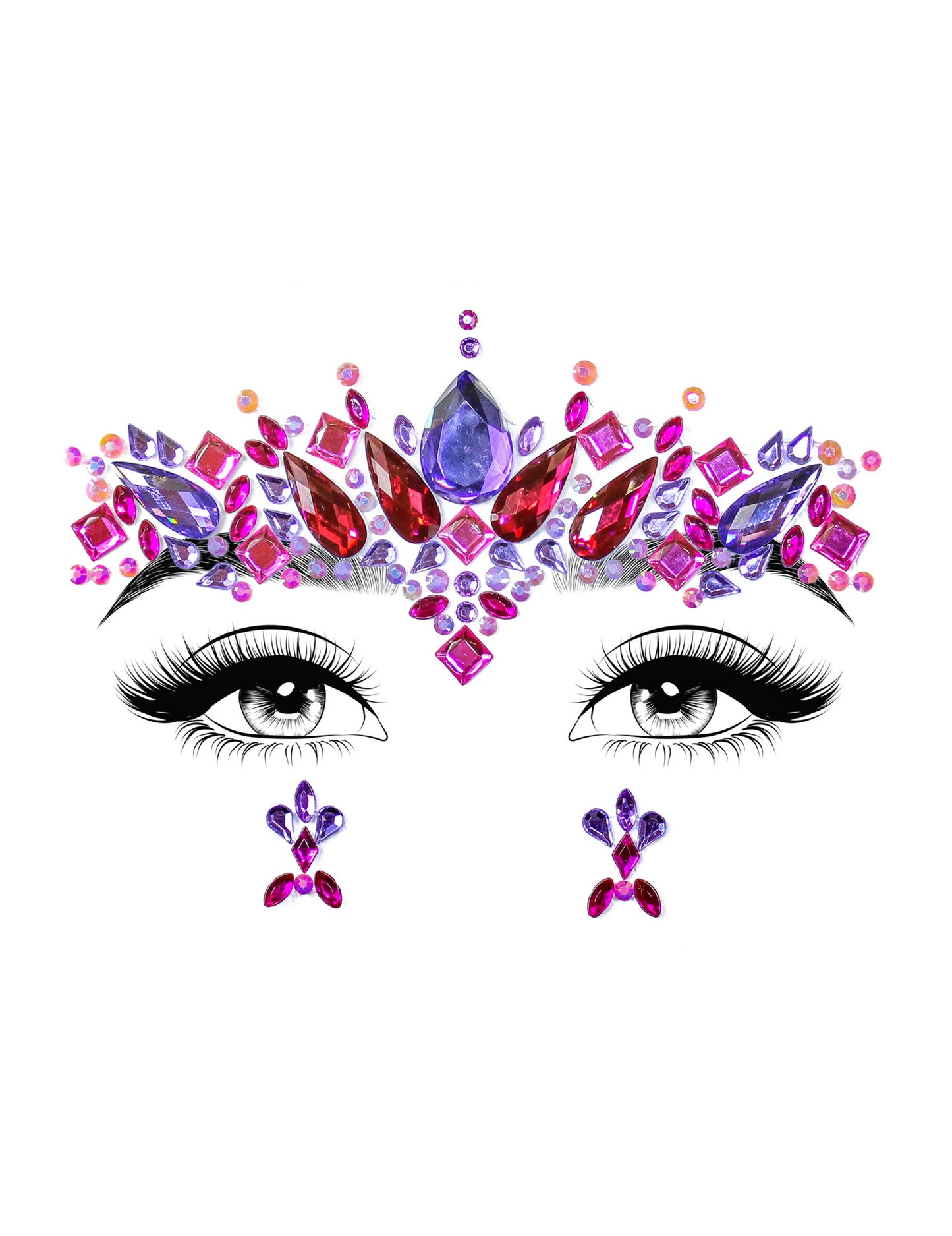 Bijoux pour visage adhésifs Elektra pour femme rose et violet