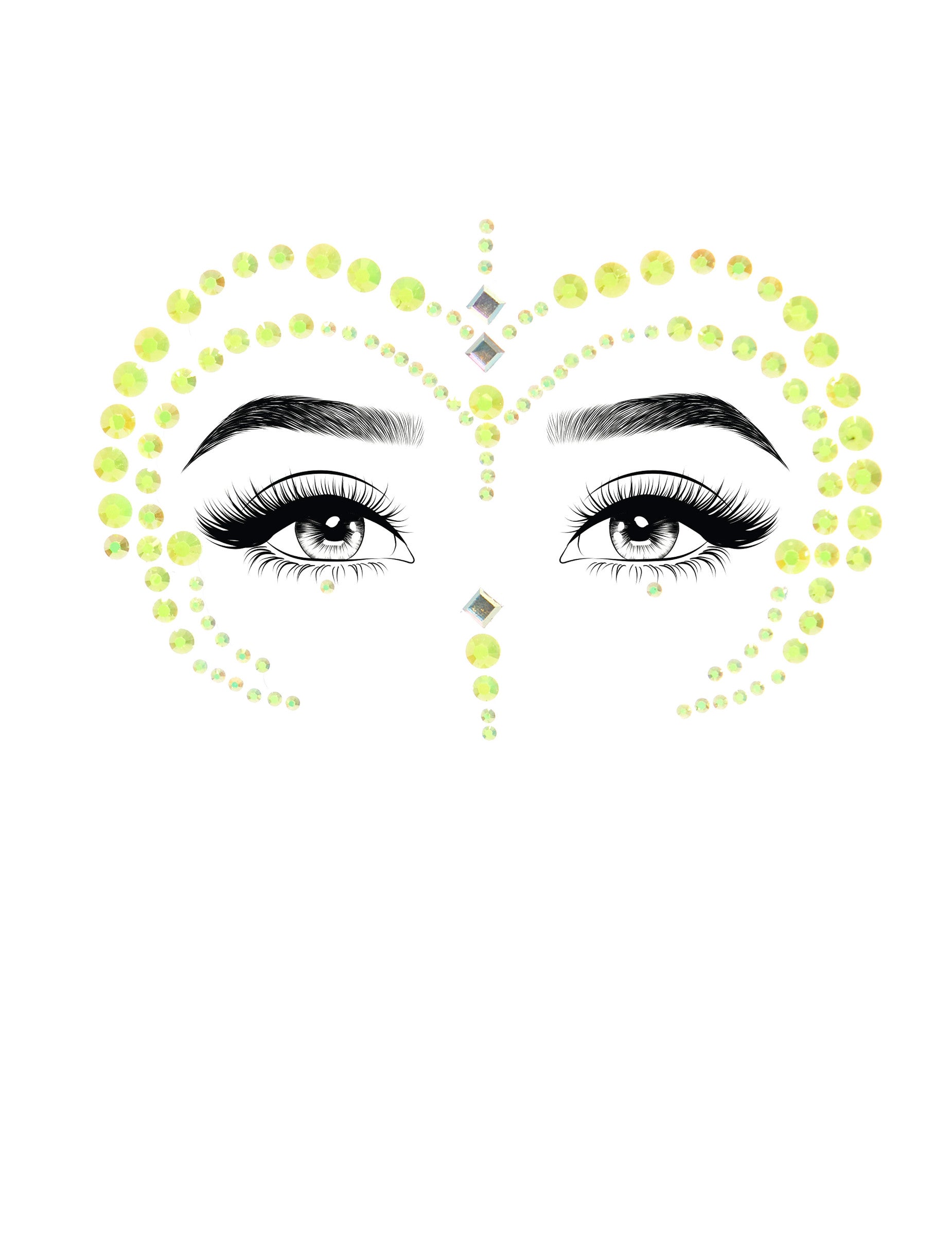 Détail du motif des bijoux pour visage adhésifs pour femme verts