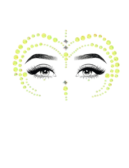 Détail du motif des bijoux pour visage adhésifs pour femme verts